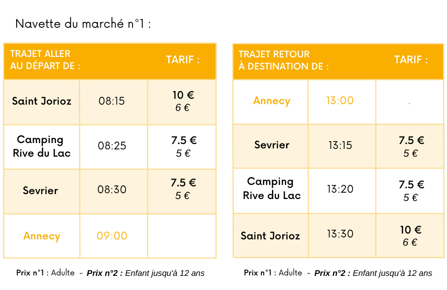 Horaires et tarifs navettes du marché d’Annecy Horaires et tarifs navettes du marché d'Annecy